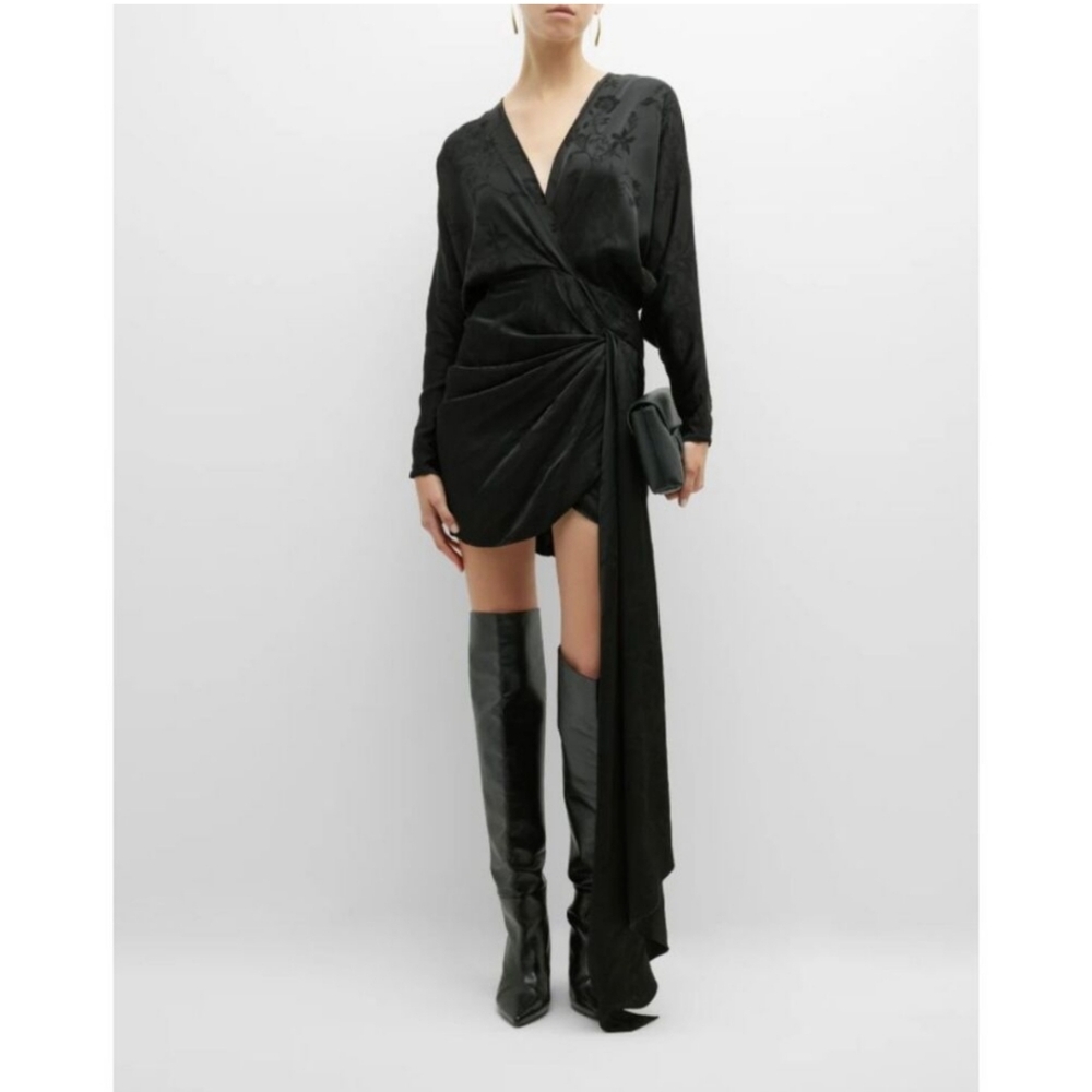 Johanna Ortiz Women's Black Draped Long Sleeve Sozanda Song Dress